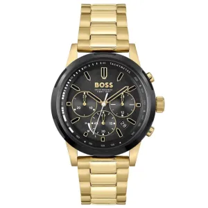 Hugo Boss Solgrade Gold Stainless Steel Black Dial Chronograph Quartz Watch for Gents - 1514033
