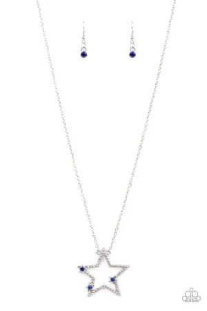 I Pledge Allegiance to the Sparkle - Blue - Patriotic Americana Star Rhinestone Paparazzi Necklace