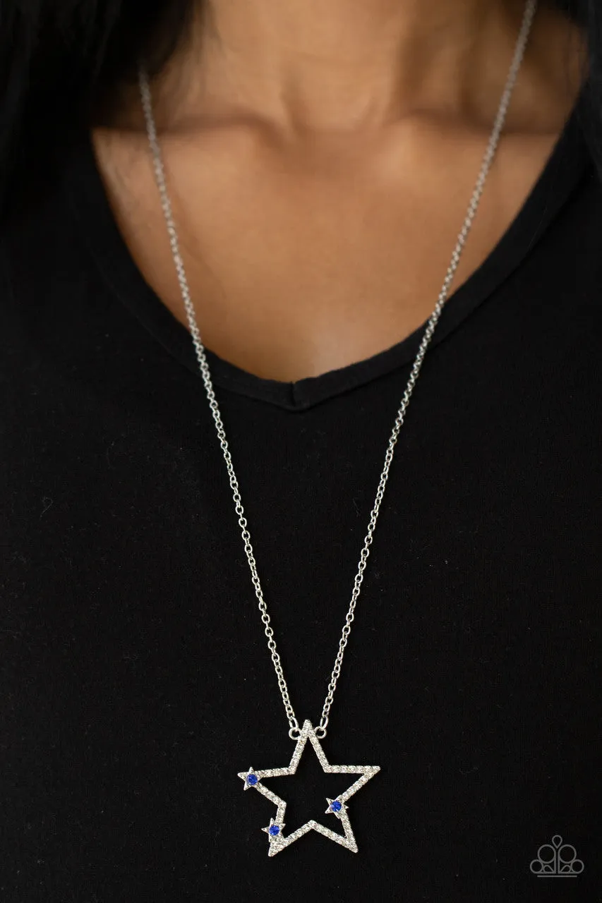 I Pledge Allegiance to the Sparkle - Blue - Patriotic Americana Star Rhinestone Paparazzi Necklace