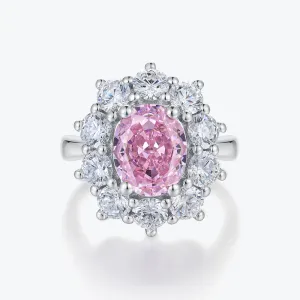 Ice Flower Cut Fancy Color Pink High Carbon Diamond Ring