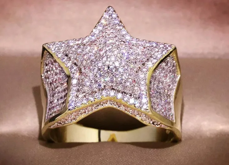 Iced out ring | Star Ring | Diamond Star Ring | Star Shaped ring | star rings | Iced Out Star Ring | Gold Iced Out Star Ring | Big Star Ring