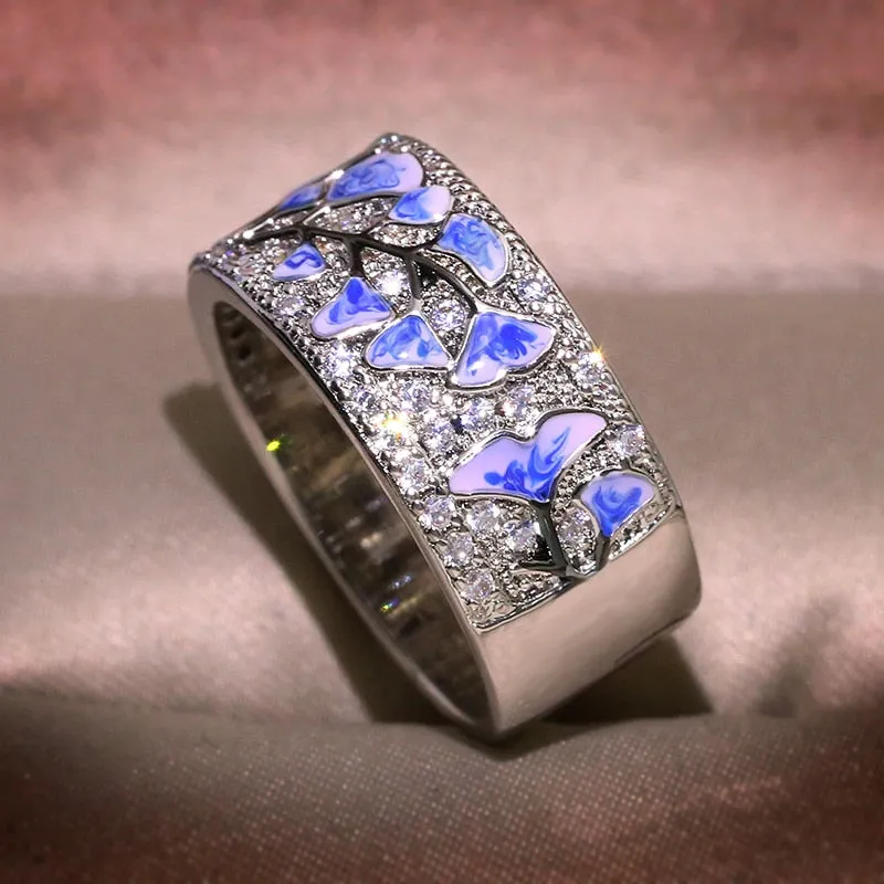 Indigo Blue Flower Ring