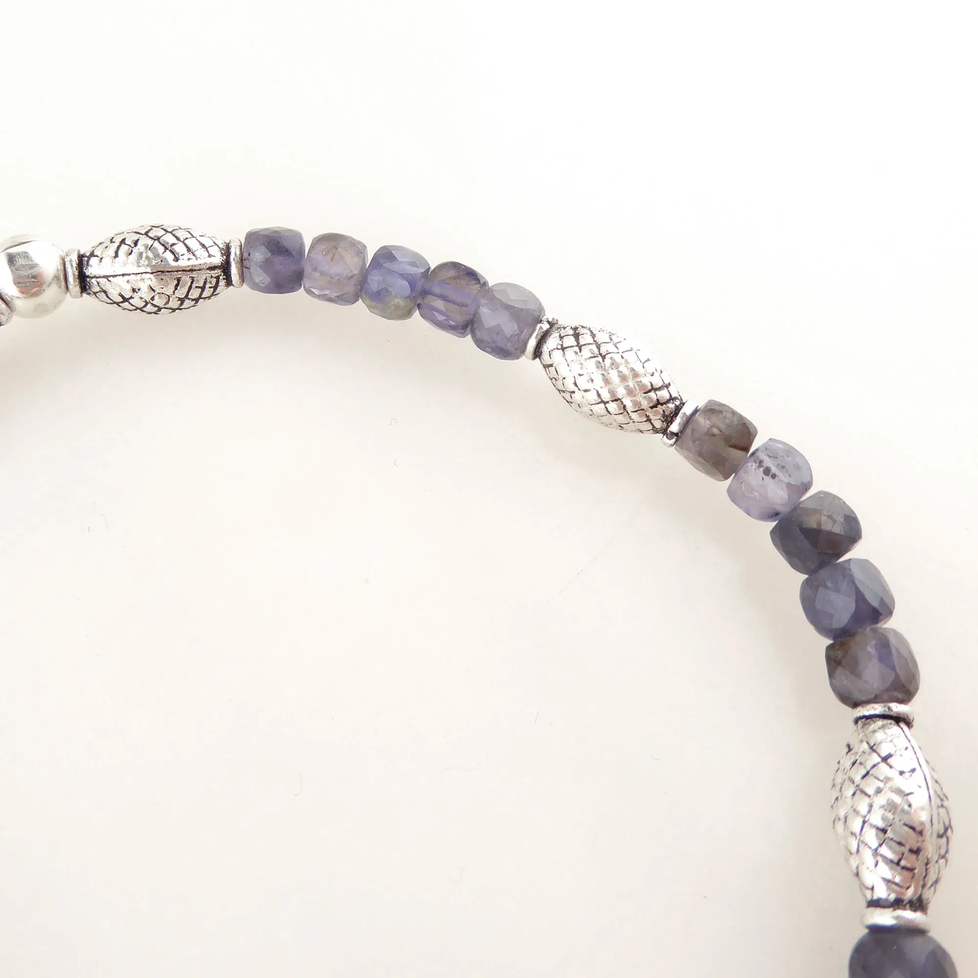 Iolite and pink tourmaline bracelet set