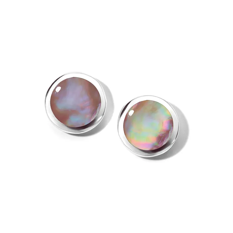 IPPOLITA Polished Rock Candy Sterling Silver Small Flat Pink Mother of Pearl Earrings