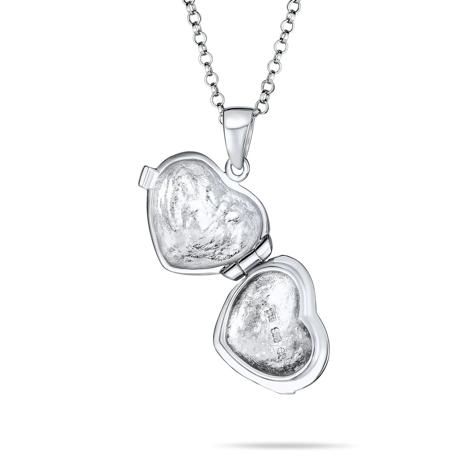 Irish Celtic Claddagh Puff Heart Locket Necklace Hold Photo Silver