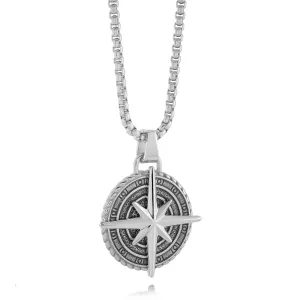 Italgem Stainless Steel North Star Round Necklace