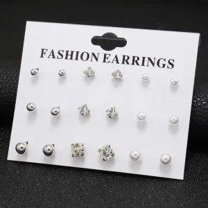 Jewel and Pearl Stud Earrings