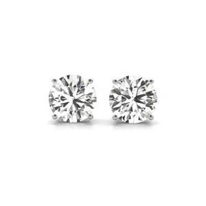 JewelMore 0.25 Carat - 6 Carat | 14K Yellow, Rose or White Gold | Solitaire Diamond Stud Earrings | Round Shape Screw Back Prong Setting | D-E-F Color, VS-VVS Clarity