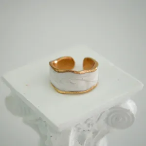 Jewerly Adjustable Finger Ring Gold&White