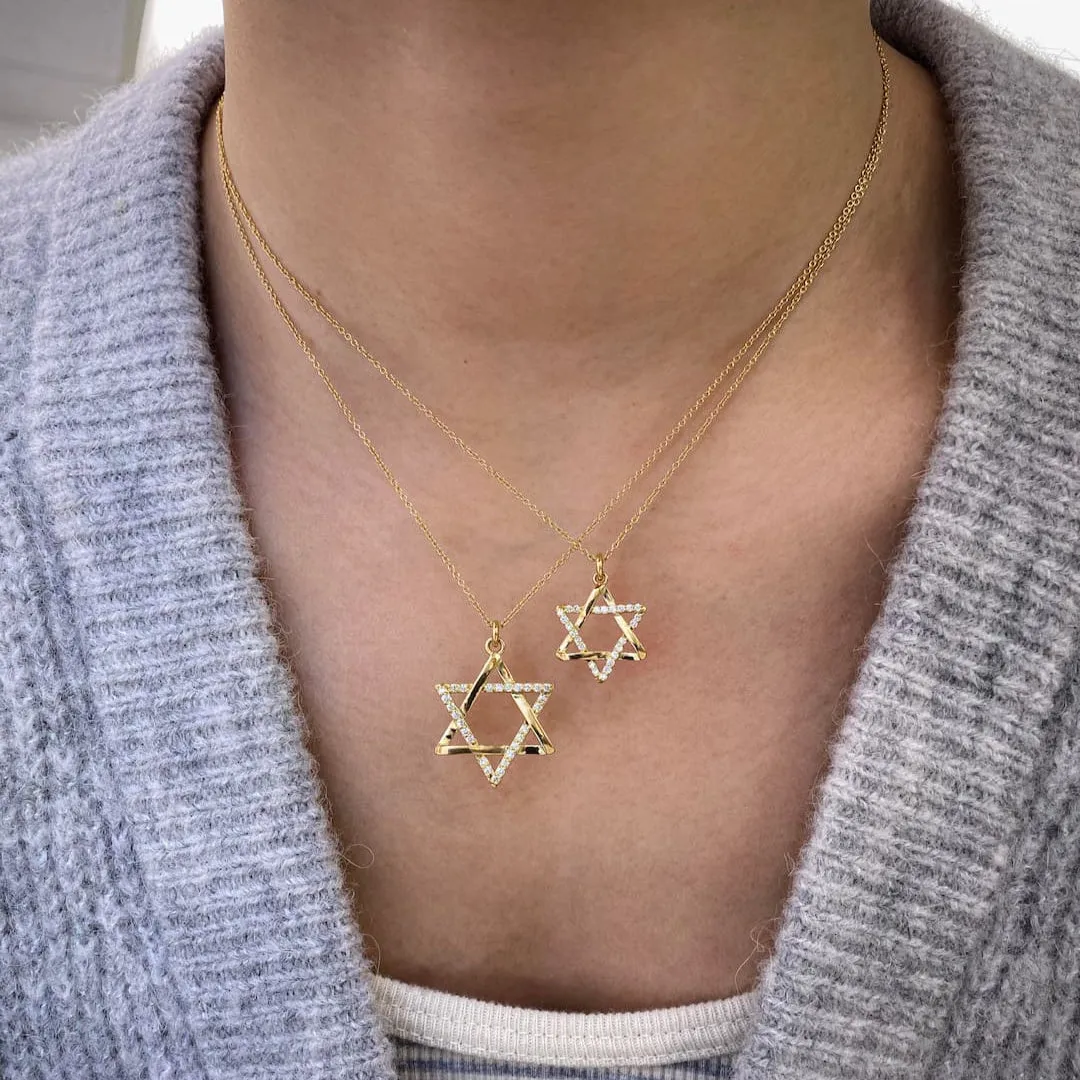 Jewish Star Half Diamonds Necklace