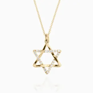Jewish Star Half Diamonds Necklace