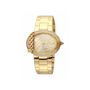 Just Cavalli Ladies Watch Animal Print Dial With Ip Gold Bracelet
