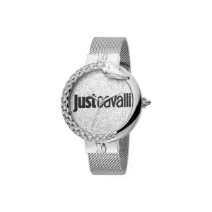 Just Cavalli Ladies Watch With Silver Color Case Glitters Dial & Mesh Bracelet