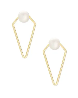 Kendra Scott Demi Open Frame Pearl Gold Earrings