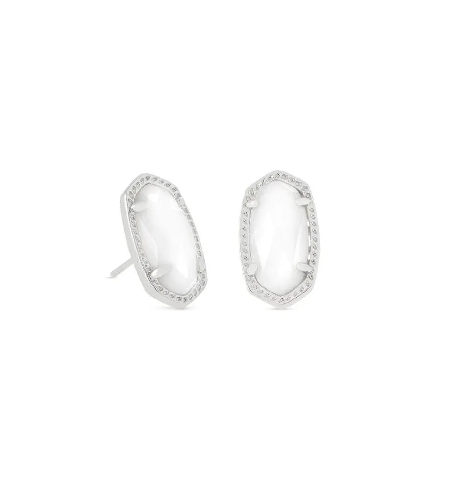Kendra Scott Ellie Earring Rhodium White MOP