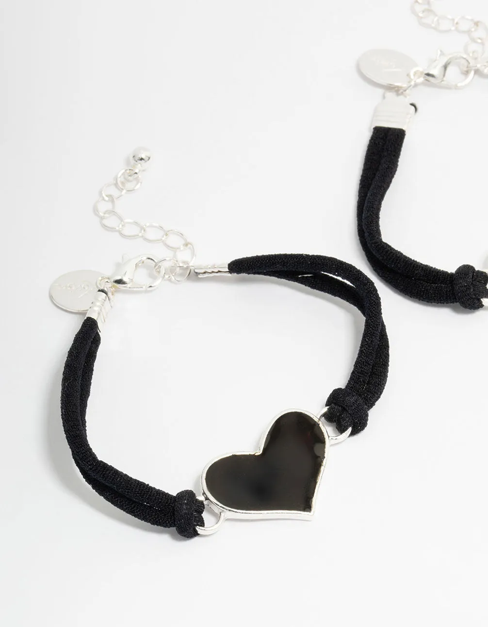 Kids Black Ribbon Mood Heart BFF Bracelets 2-Pack