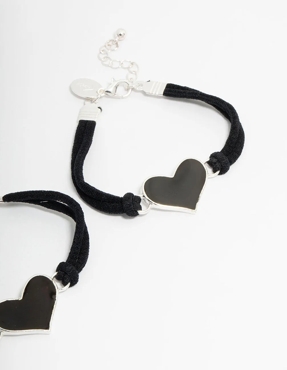Kids Black Ribbon Mood Heart BFF Bracelets 2-Pack