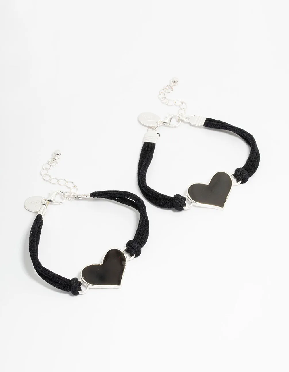 Kids Black Ribbon Mood Heart BFF Bracelets 2-Pack