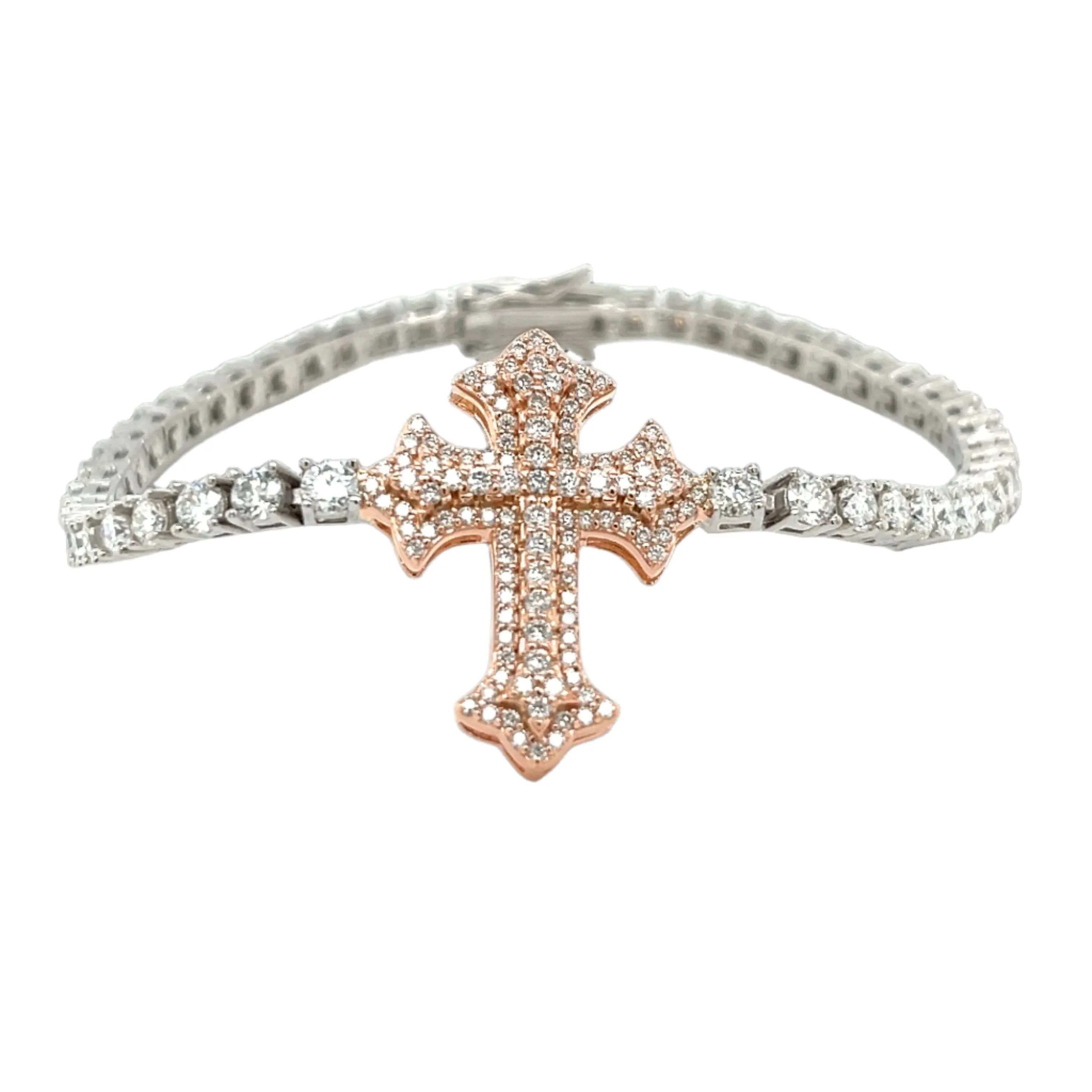 Lab-Created Moissanite Tennis Cross Sterling Bracelet -  M303779