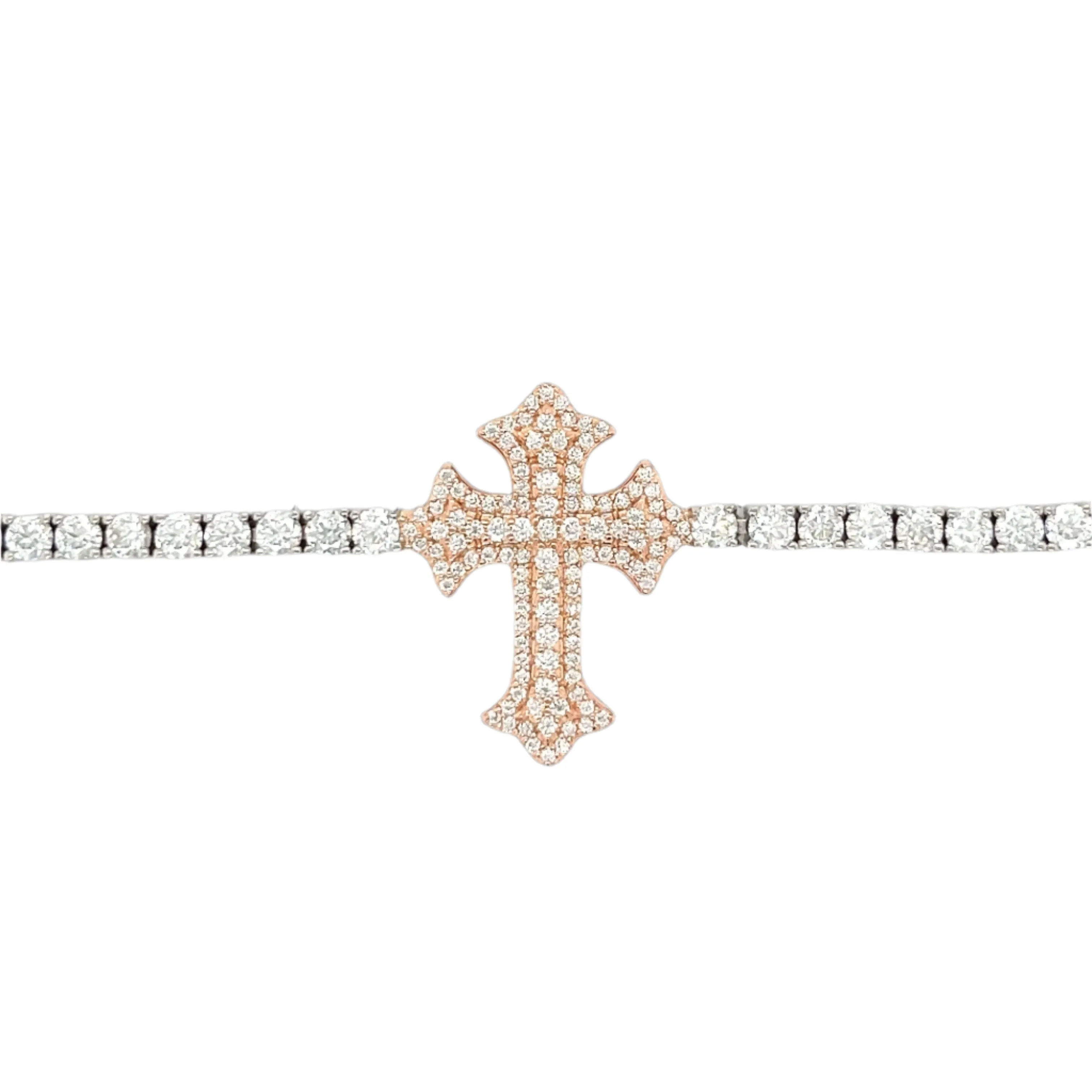 Lab-Created Moissanite Tennis Cross Sterling Bracelet -  M303779