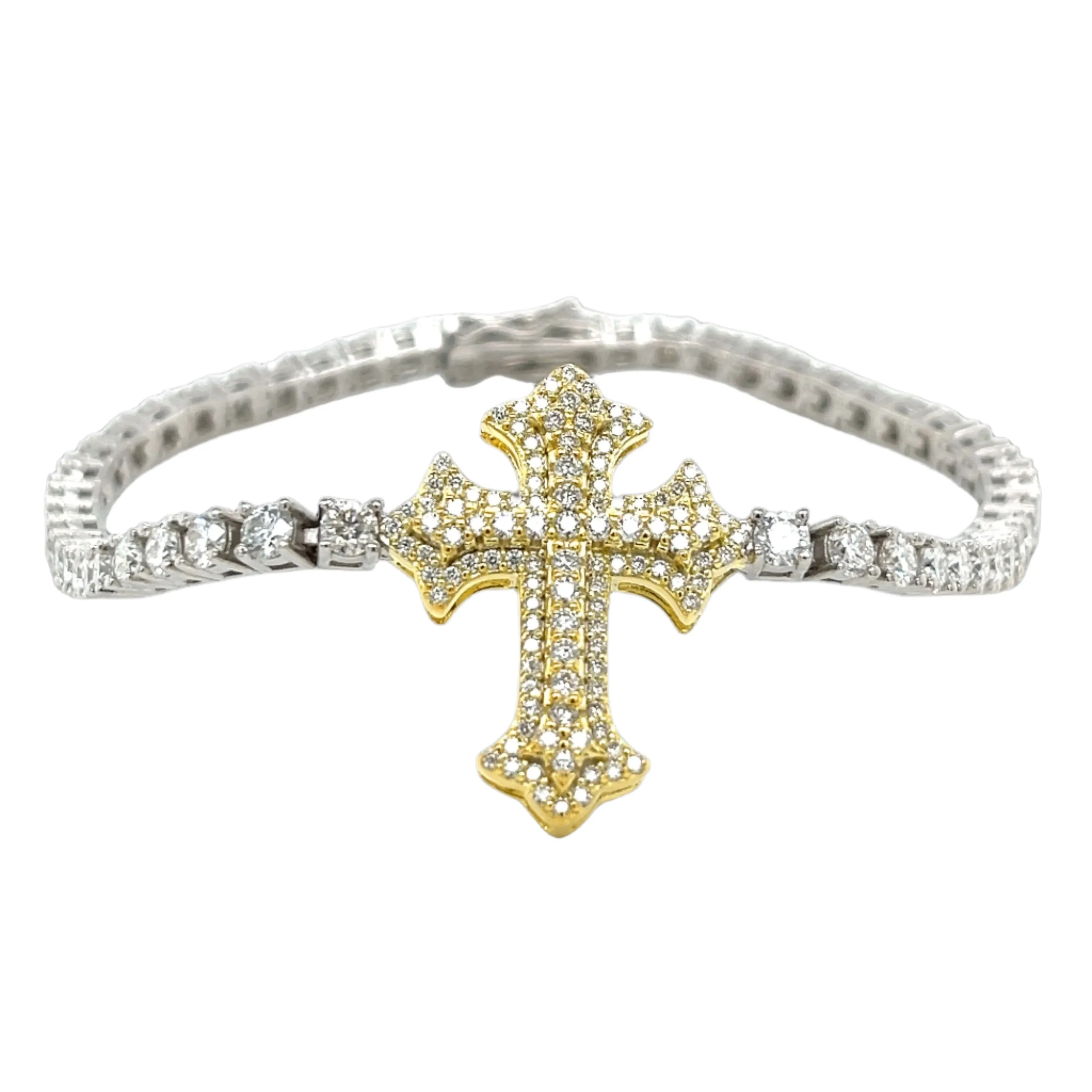Lab-Created Moissanite Tennis Cross Sterling Bracelet -  M303779