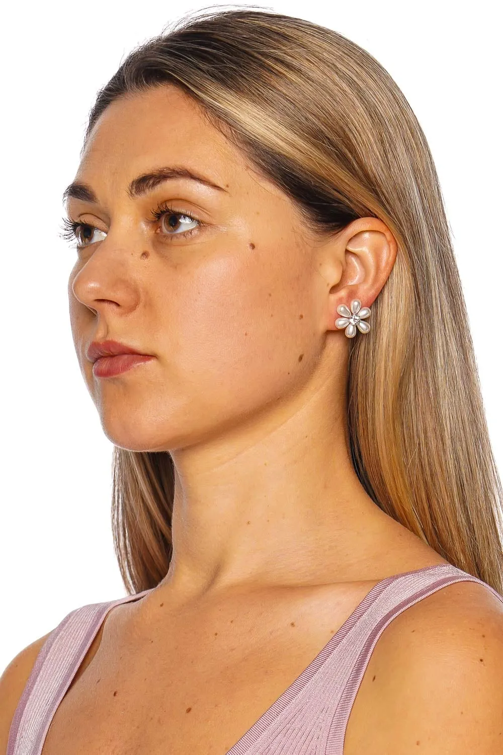Laena Silver Floral Stud Earrings