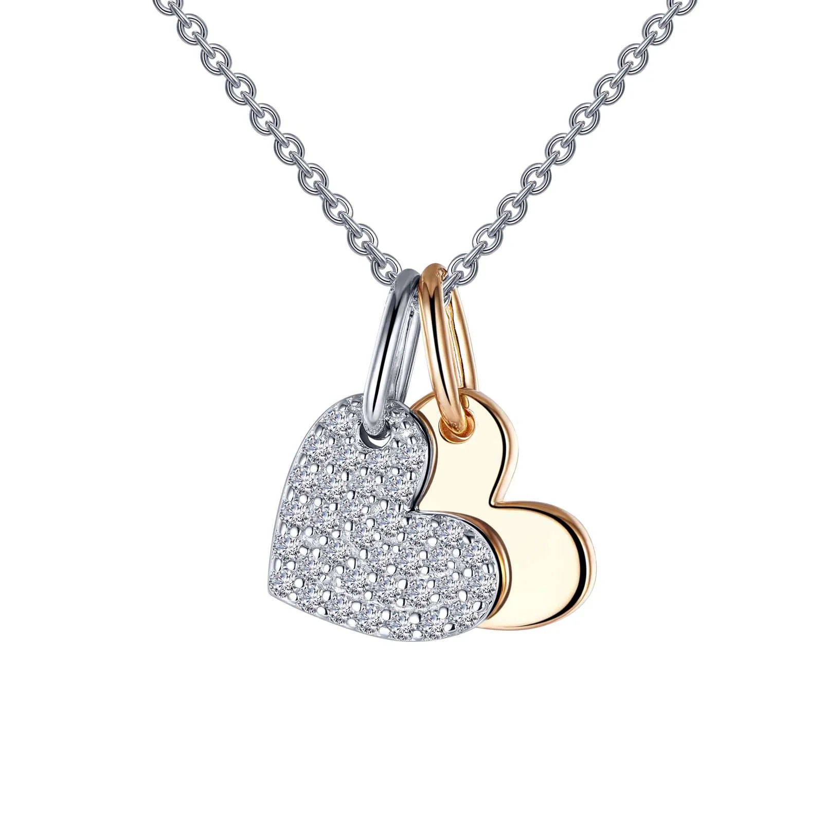 Lafonn Two-Tone Heart Shadow Charm Simulated Diamond Pendant