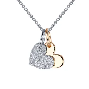 Lafonn Two-Tone Heart Shadow Charm Simulated Diamond Pendant