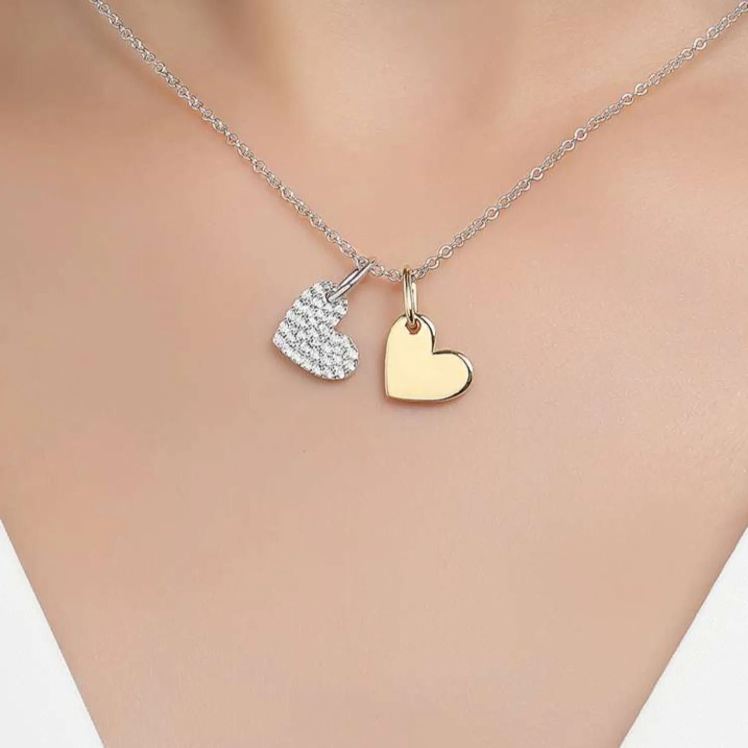 Lafonn Two-Tone Heart Shadow Charm Simulated Diamond Pendant