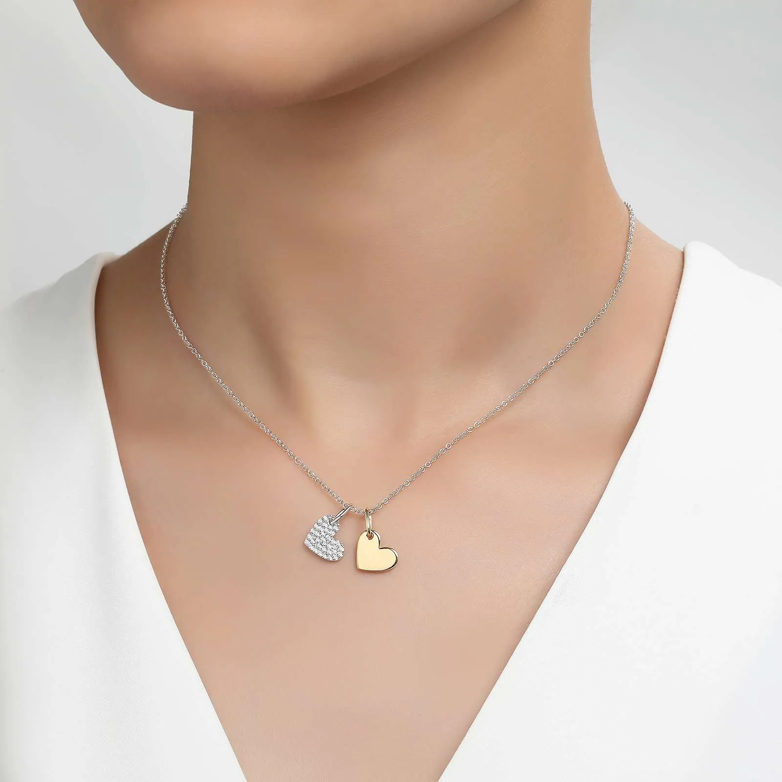 Lafonn Two-Tone Heart Shadow Charm Simulated Diamond Pendant