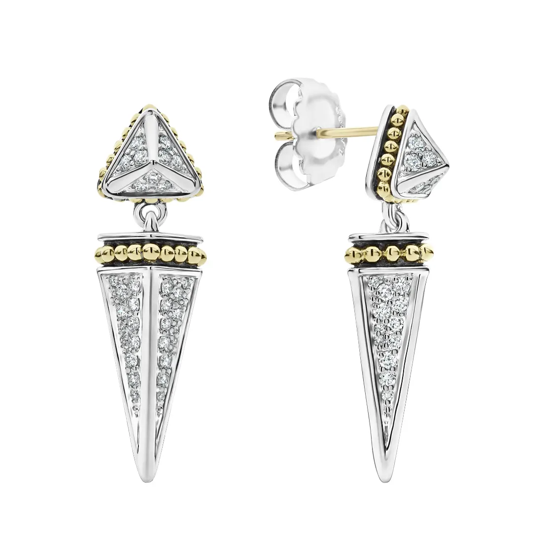 Lagos KSL Lux Diamond Pyramid Drop Earrings in Silver
