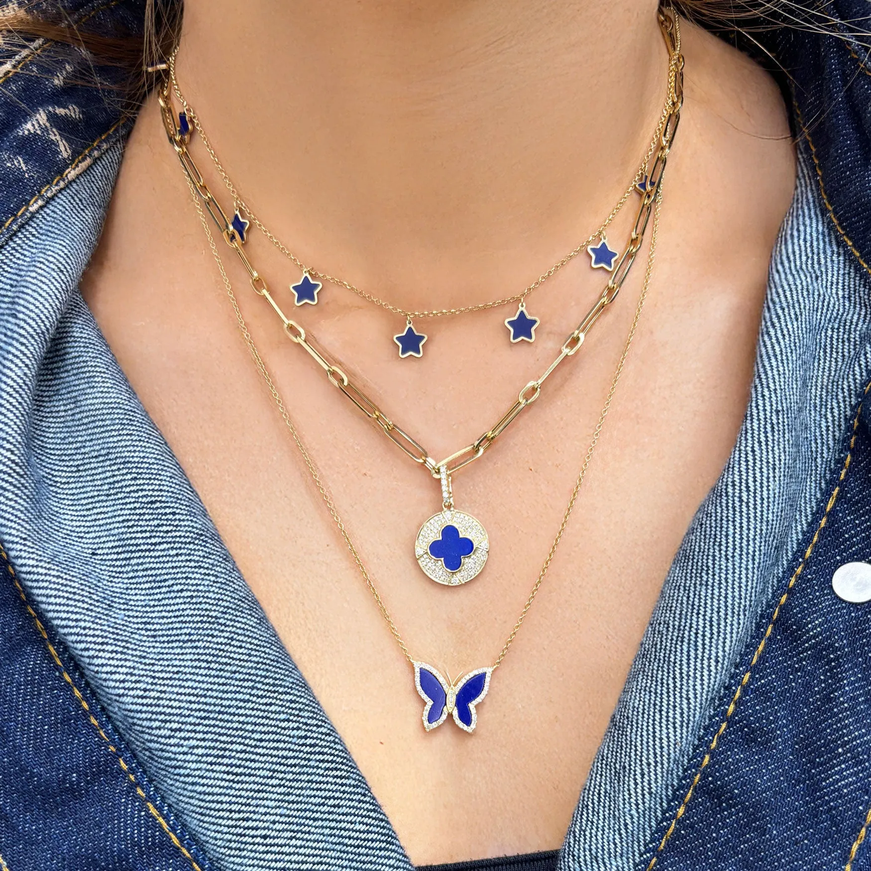 Lapis Star Dangle Necklace