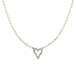 Large Diamond Heart Paperclip Necklace
