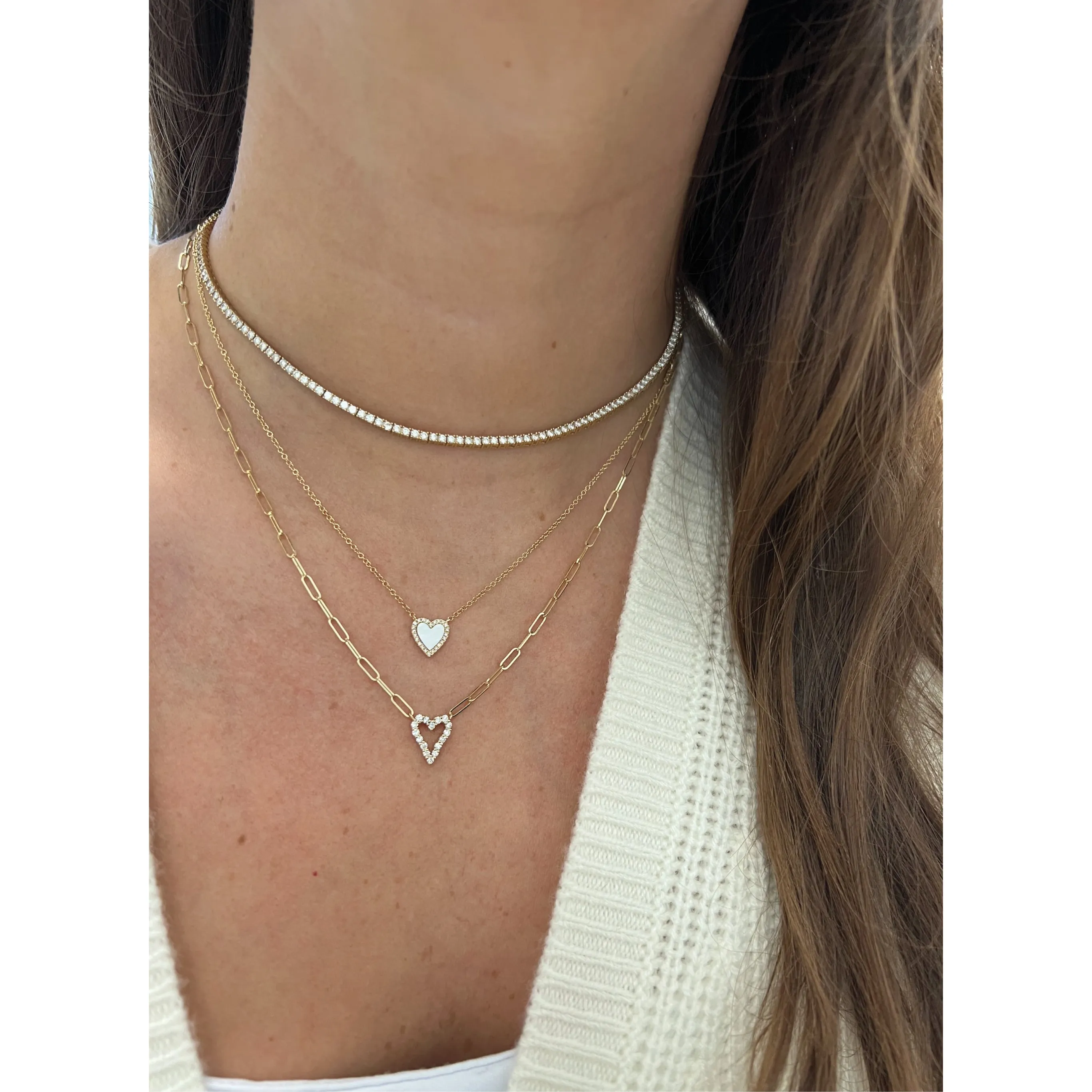 Large Diamond Heart Paperclip Necklace