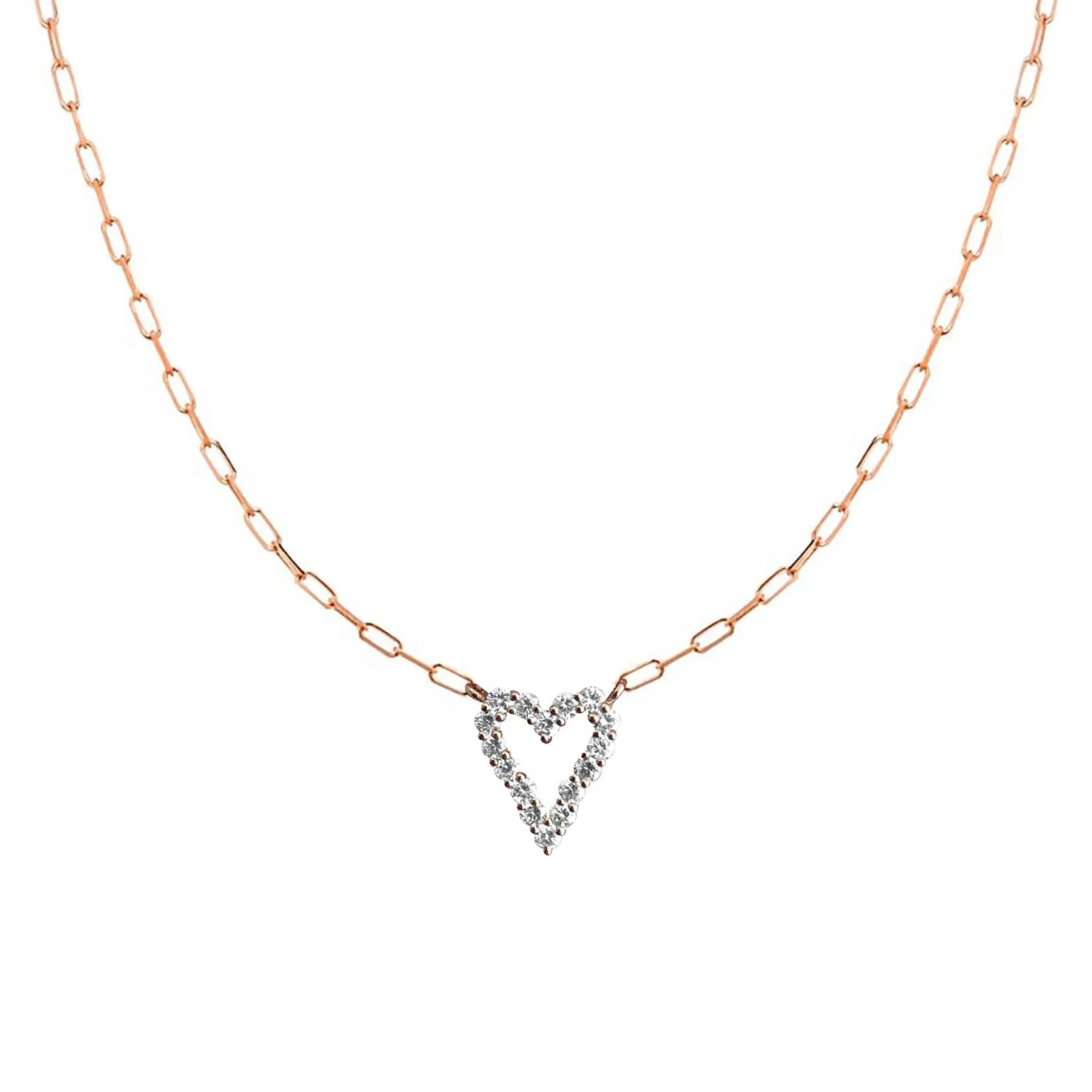 Large Diamond Heart Paperclip Necklace