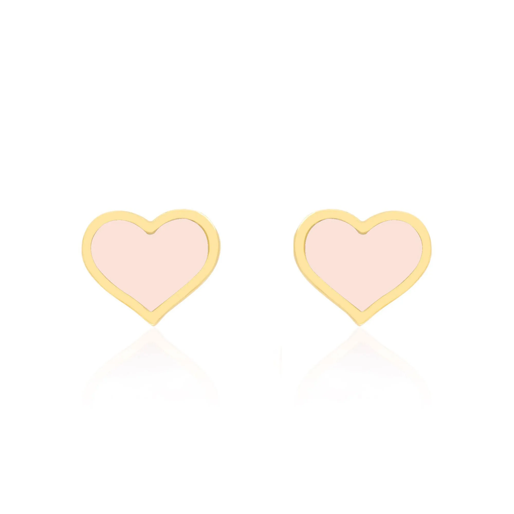 Large Pink Pearl Heart Stud Earrings