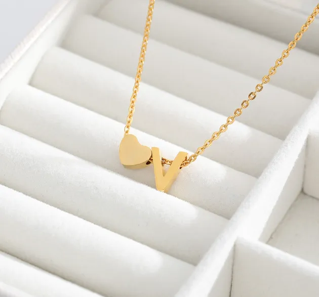 Letter Heart Initial Necklaces