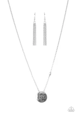 Live the Life You Love - Silver - Heart Charm Inspirational Paparazzi Short Necklace