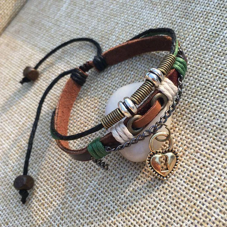 Lock And Key Leather Couple Bracelets [1 Lock & 1 Key Bracelet Set]