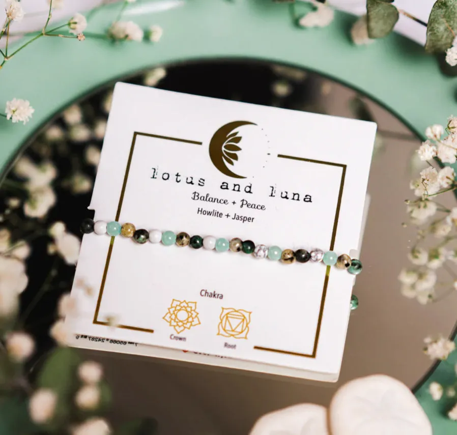 Lotus and Luna Chakra 4mm Bracelets