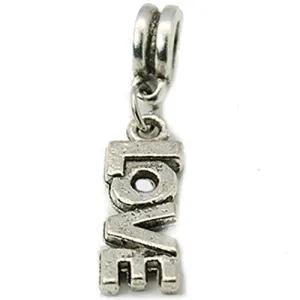 Love Charm Dangle European Bead Compatible for Most European Snake Chain Bracelet