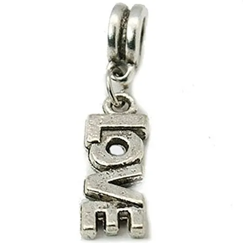 Love Charm Dangle European Bead Compatible for Most European Snake Chain Bracelet