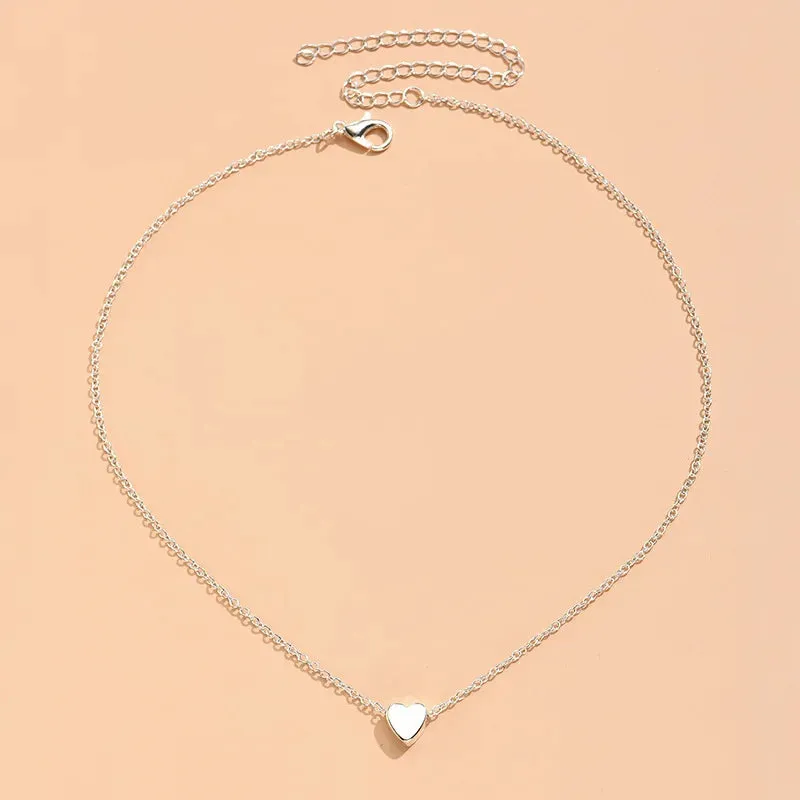 Love Heart Silver Necklace For Women Elegant Fashion Punk Party Pendant Chain Birthday Gift Sweet Accessories Charm Jewelry