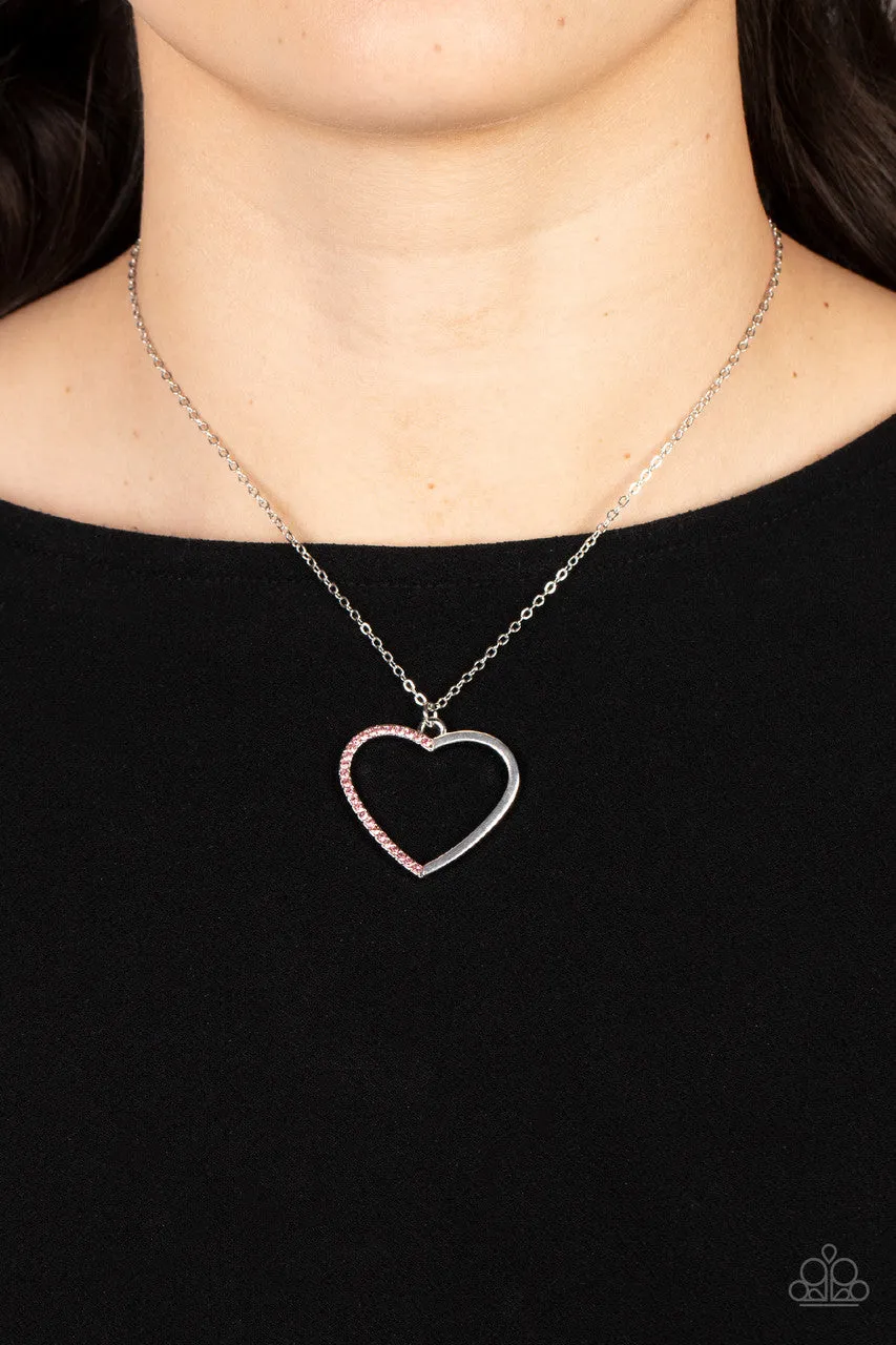 Love to Sparkle - Pink - Rhinestone Encrusted Heart Pendant Paparazzi Short Necklace