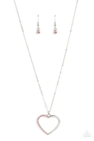 Love to Sparkle - Pink - Rhinestone Encrusted Heart Pendant Paparazzi Short Necklace
