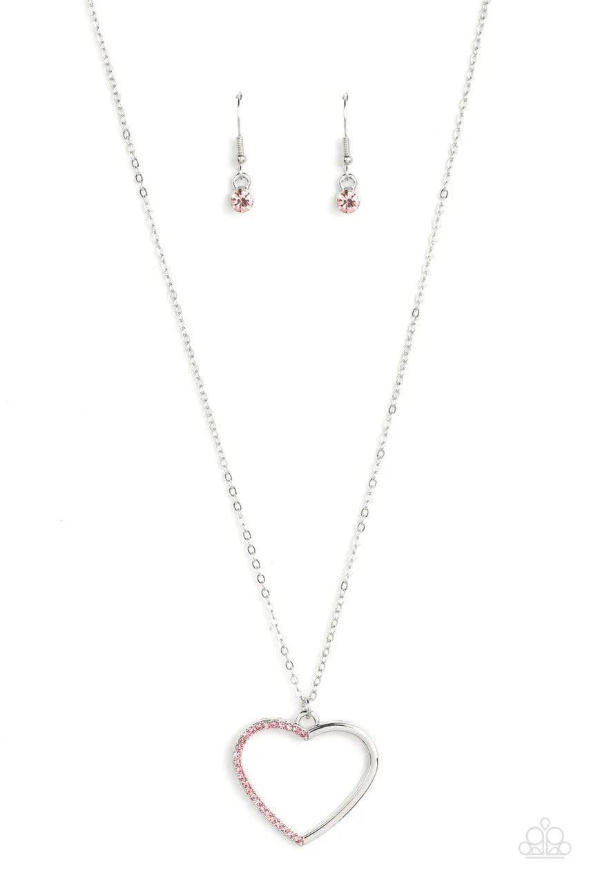 Love to Sparkle - Pink - Rhinestone Encrusted Heart Pendant Paparazzi Short Necklace