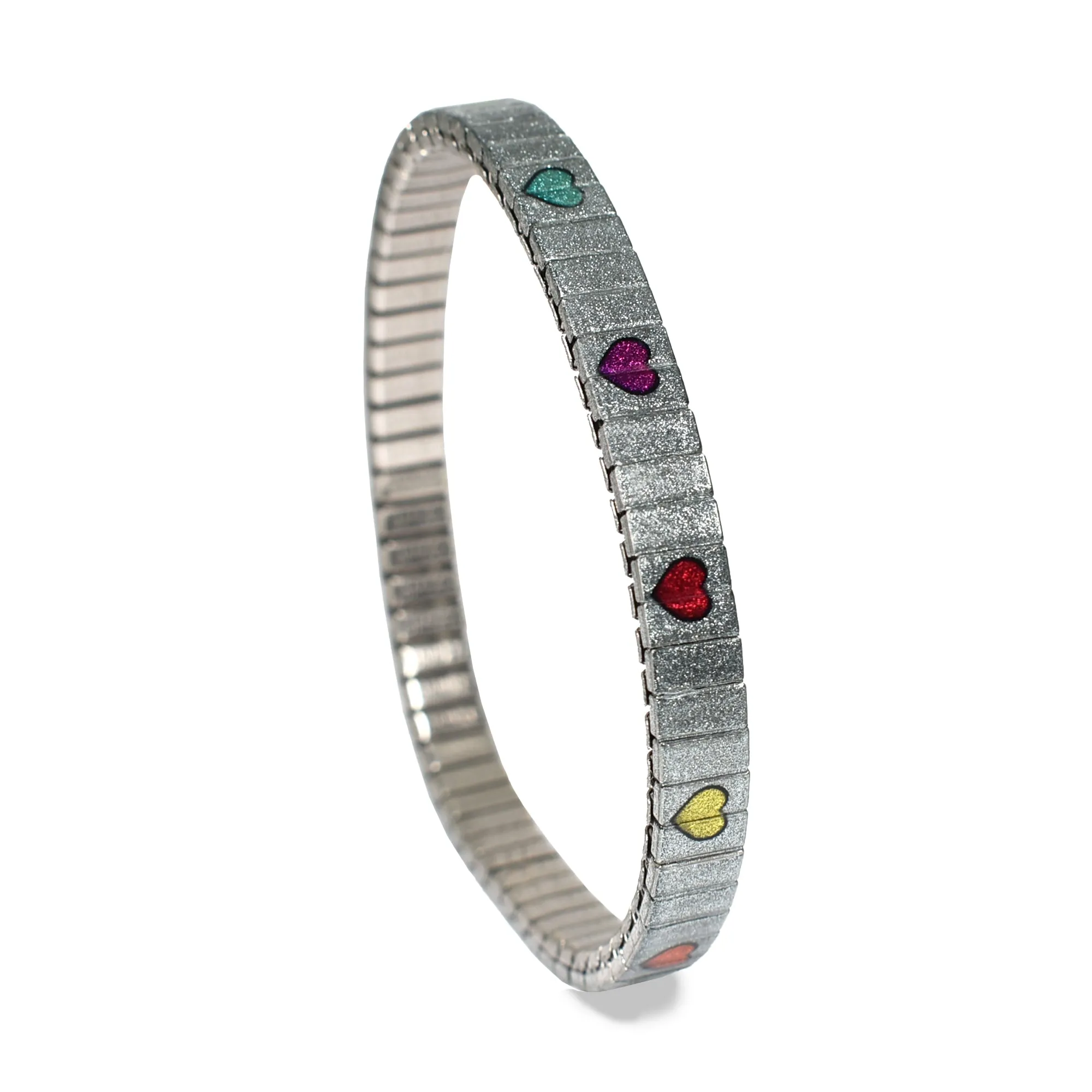 Love Wins - Silver with Multi Color Hearts- 6mm Metallic