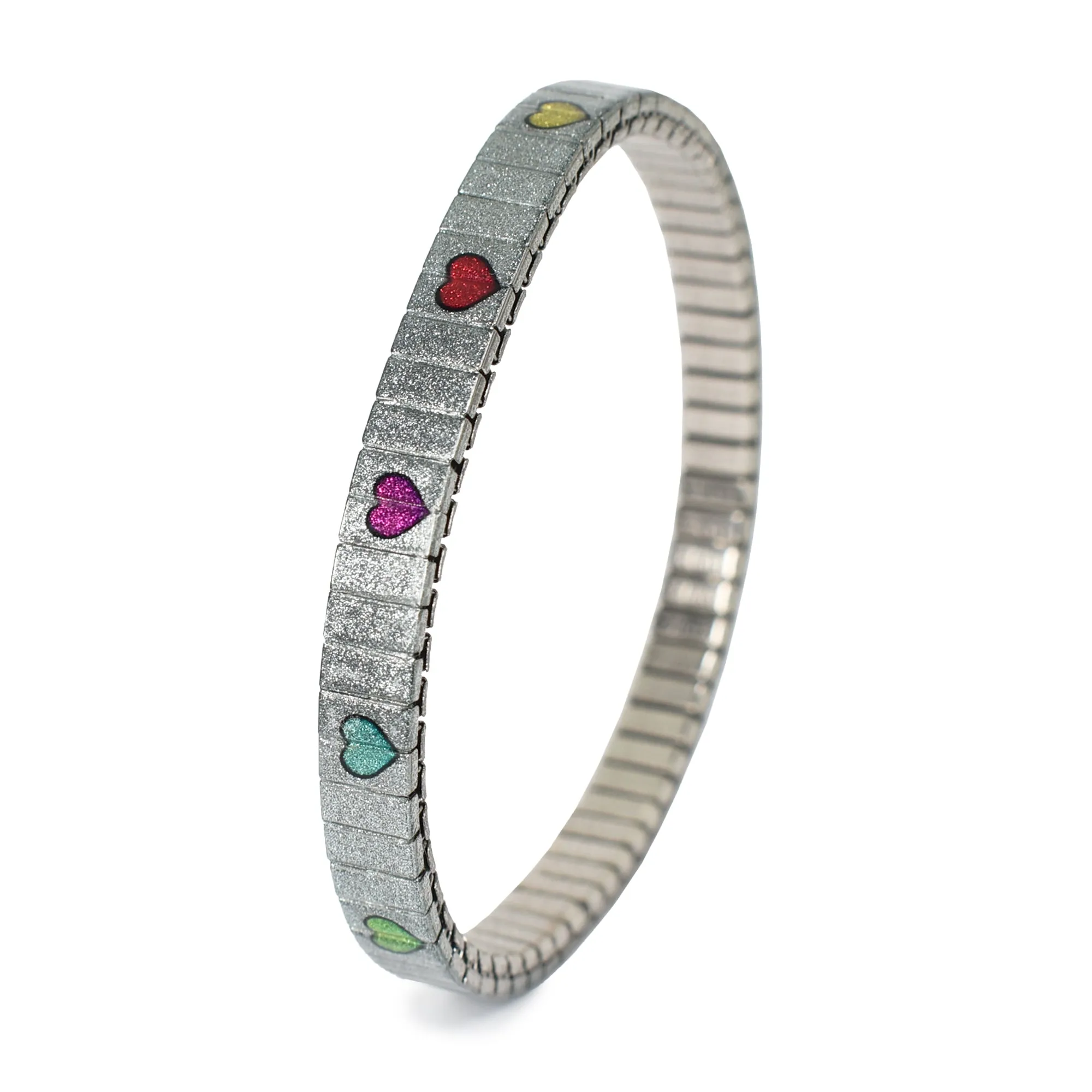 Love Wins - Silver with Multi Color Hearts- 6mm Metallic