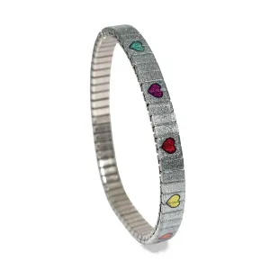 Love Wins - Silver with Multi Color Hearts- 6mm Metallic