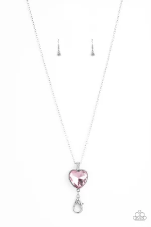 Lovely Luminosity Pink Paparazzi Lanyard Necklace